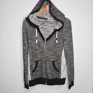 Chance or Fate Large Lace Black Zip-up Hooded Sweatshirt